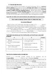 English Worksheet: language tasks about pollution
