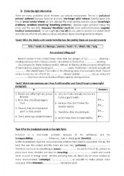 English Worksheet: language tasks about pollution