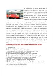 English Worksheet: at the train station reading comprehension