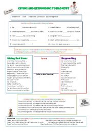 English Worksheet: Giving and Responding to Bad News