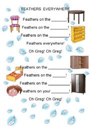 English Worksheet: Gregs Flat Feathers Everywhere song