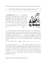 English Worksheet: The InNobel Prize - reading and gap filling