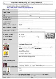 English Worksheet: BOB DYLANS BIOGRAPHY