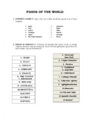 English Worksheet: Foods of the world