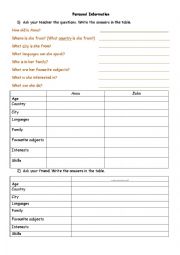 English Worksheet: Asking for Personal Information