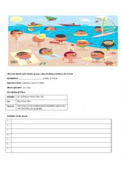 English Worksheet: a day at the beach