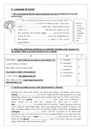 English Worksheet: End of semester test1 9th forms