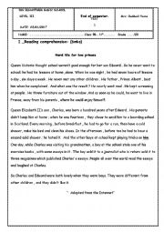 English Worksheet: End of semester test 1 . 9th form