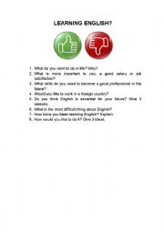 English Worksheet: ENGLISH LEARNING INTERVIEW