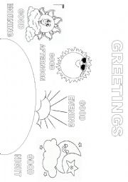 English Worksheet: greetings coloring