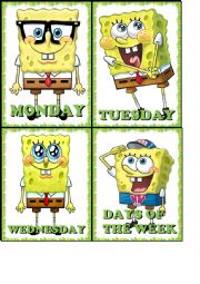 DAYS OF THE WEEK SPONGEBOB FLASHCARDS (1/2)