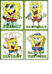 DAYS OF THE WEEK SPONGEBOB FLASHCARDS (2/2)