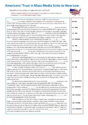 English Worksheet: FCE Reading and Debate: Who do we trust? - Gallop Poll findings on Press