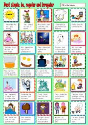 English Worksheet: Past simple - be, regular and irregular verbs