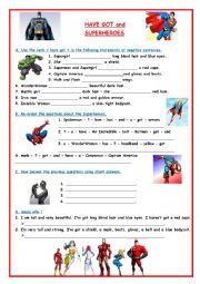 English Worksheet: Have got and Superheroes