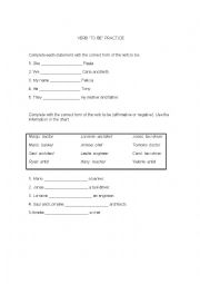 English Worksheet: Verb to be practice