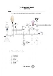 English Worksheet: Beach Clothes and verbs 