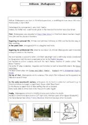 English Worksheet: Shakespeares biography - 
