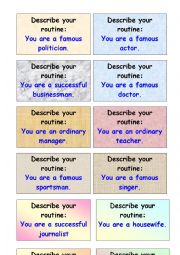 English Worksheet: Daily routine (speaking cards)