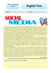 English Worksheet: test about social networks