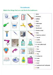 English Worksheet: The bathroom: Things that you can find in the bathroom