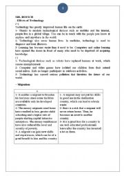 English Worksheet: useful arguments for themes in unit 3