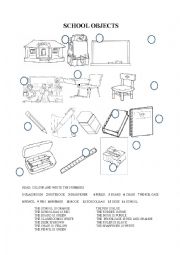 English Worksheet: SCHOOL OBJECTS EX.