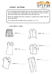 English Worksheet: School uniform