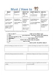 MUST OR HAVE TO - ESL worksheet by felizapenas