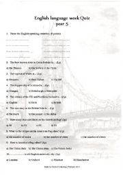 English Worksheet: English speaking countries quizz