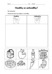 English Worksheet: Classify the food Cut and Paste