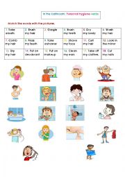 English Worksheet: The bathroom: Personal hygiene verbs