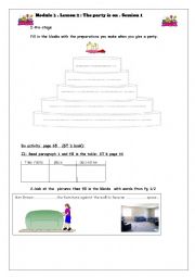 English Worksheet: Module 3 , lesson 2 the party is on ; session 1