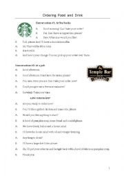 English Worksheet: Ordering food & drink