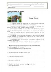 English Worksheet: Monday morning