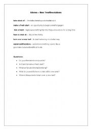 English Worksheet: New Years Resolutions Idioms