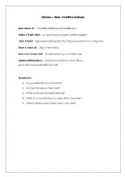 English Worksheet: New Years Resolutions Idioms