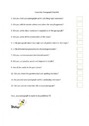 English Worksheet: Narrative Checklist and transitions