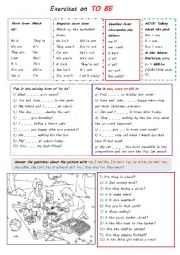 English Worksheet: Exercises on the verb to be