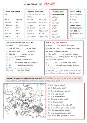 Exercises on the verb to be
