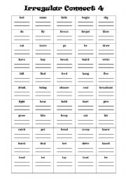 English Worksheet: Connect 4 with Irregular Verbs