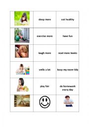 English Worksheet: Memory game: resolutions