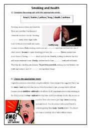 English Worksheet: smoking and health