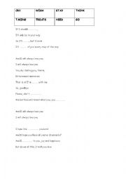 English Worksheet: listening song