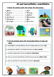 English Worksheet: air and land pollution 