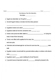 English Worksheet: Gift of Nile