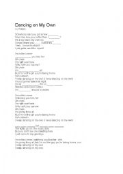 English Worksheet: Dancing on my Own - Music Lyrics