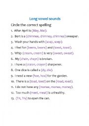 English Worksheet: Long vowel a,e,i,o