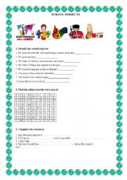 English Worksheet: School subjects