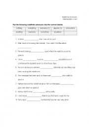 English Worksheet: Indefinite pronouns